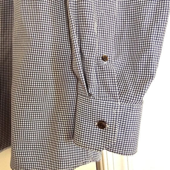 Boswell & Sons Shirtmakers Body Cut Cotton Dress Shirt Blue Houndstooth 17.5 /44 - Picture 6 of 9